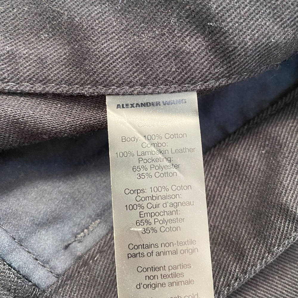 T Alexander Wang Black Cotton Lambskin Leather Pocket Jeans Women's Size 30x30 - Picture 5 of 12